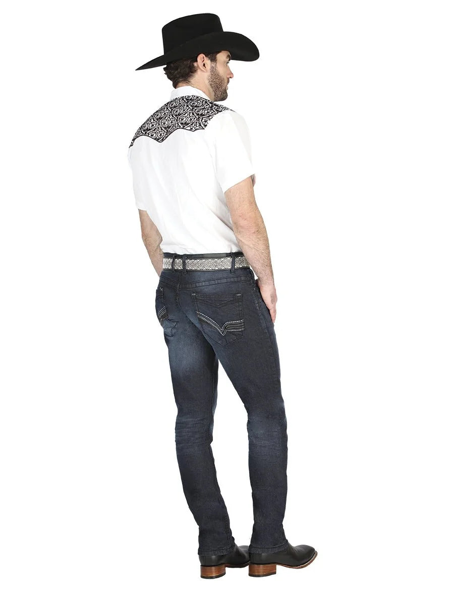 Men's Boot Cut Western Jeans – Stretch Denim Cowboy Pants -  Blue 126634