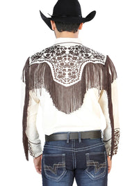 El Señor de los Cielos Embroidery Shirt Beige/Brown 126710 - OriginalWestern.com