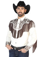 El Señor de los Cielos Embroidery Shirt Beige/Brown 126710 - OriginalWestern.com