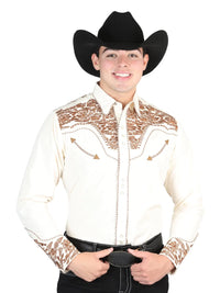 The Lord of the Skies Embroidery Shirt - Beige/Dark Camel 44336