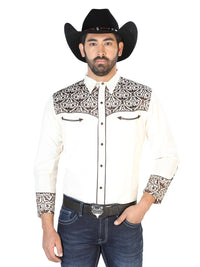 El Señor de los Cielos Embroidery Shirt Beige/Gold 126706 - OriginalWestern.com