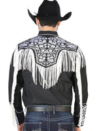 El Señor de los Cielos Embroidery Shirt Black/White 126707 - OriginalWestern.com