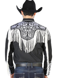 El Señor de los Cielos Embroidery Shirt Black/White 126707 - OriginalWestern.com