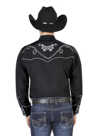 El Señor de los Cielos Embroidery Shirt Black/White 126717 - OriginalWestern.com