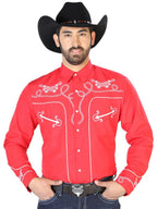 El Señor de los Cielos Embroidery Shirt Red/White 126719 - OriginalWestern.com