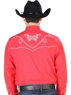 El Señor de los Cielos Embroidery Shirt Red/White 126719 - OriginalWestern.com