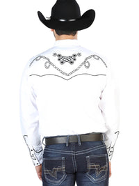 El Señor de los Cielos Embroidery Shirt Whie/Black 126718 - OriginalWestern.com