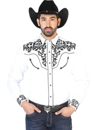 El Señor de los Cielos Embroidery Shirt White/Black 126702 - OriginalWestern.com