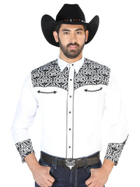El Señor de los Cielos Embroidery Shirt White/Black 126705 - OriginalWestern.com