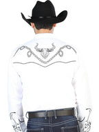 El Señor de los Cielos Embroidery Shirt White/Black 126712 - OriginalWestern.com