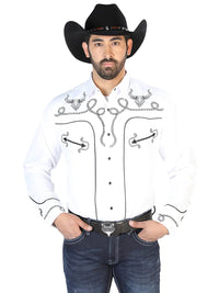 El Señor de los Cielos Embroidery Shirt White/Black 126712 - OriginalWestern.com