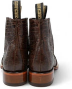 Exotic Caiman Alligator Print Square Toe Western Cowboy Ankle Boots – Brown - OriginalWestern.com