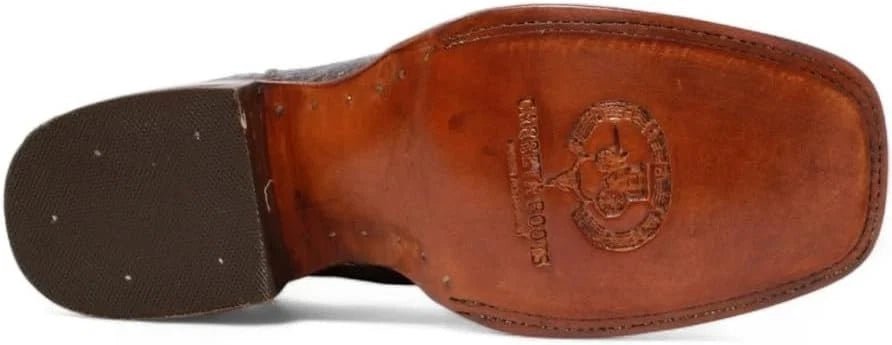 Exotic Caiman Alligator Print Square Toe Western Cowboy Ankle Boots – Brown - OriginalWestern.com