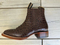 Exotic Caiman Alligator Print Square Toe Western Cowboy Ankle Boots – Brown - OriginalWestern.com