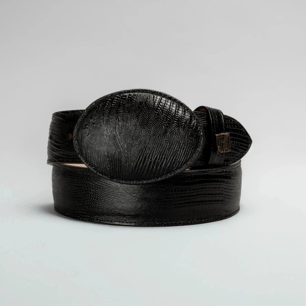 Exotic Lizard Leather Print Western Belt with Removable Buckle - Black - OriginalWestern.com