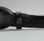 Exotic Lizard Leather Print Western Belt with Removable Buckle - Black - OriginalWestern.com