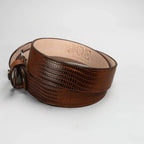 Exotic Lizard Leather Print Western Belt with Removable Buckle - Honey - OriginalWestern.com