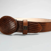 Exotic Lizard Leather Print Western Belt with Removable Buckle - Honey - OriginalWestern.com