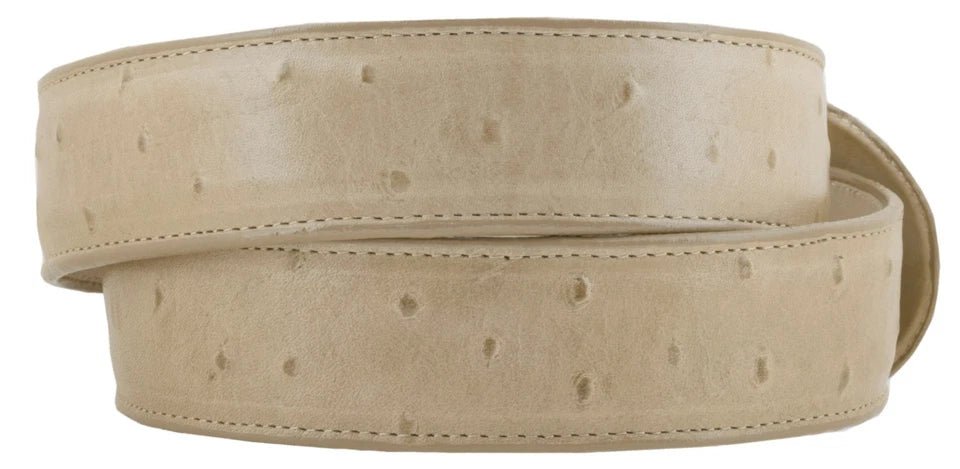 Exotic Ostrich Print Western Belt with Removable Buckle - Oryx Sand - OriginalWestern.com