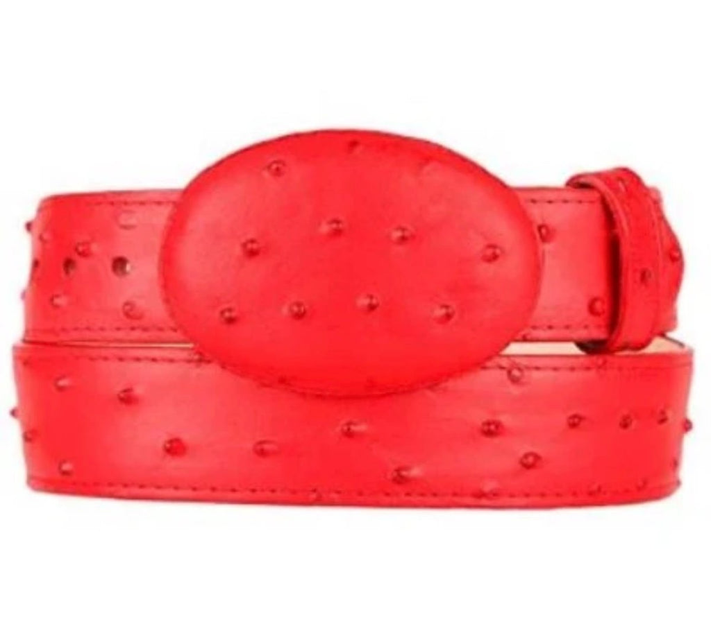 Exotic Ostrich Print Western Belt with Removable Buckle - Red - OriginalWestern.com