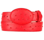 Exotic Ostrich Print Western Belt with Removable Buckle - Red - OriginalWestern.com
