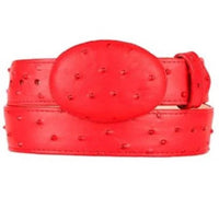 Exotic Ostrich Print Western Belt with Removable Buckle - Red - OriginalWestern.com