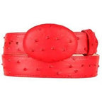 Exotic Ostrich Print Western Belt with Removable Buckle - Red - OriginalWestern.com