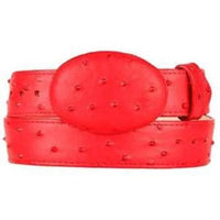 Exotic Ostrich Print Western Belt with Removable Buckle - Red - OriginalWestern.com