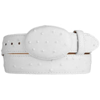Exotic Ostrich Print Western Belt with Removable Buckle - White - OriginalWestern.com