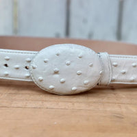 Exotic Ostrich Print Western Belt with Removable Buckle - Winter White Bone - OriginalWestern.com