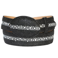 Exotic Stingray Mantarraya Print Leather Western Belt with Removable Buckle - Black - OriginalWestern.com