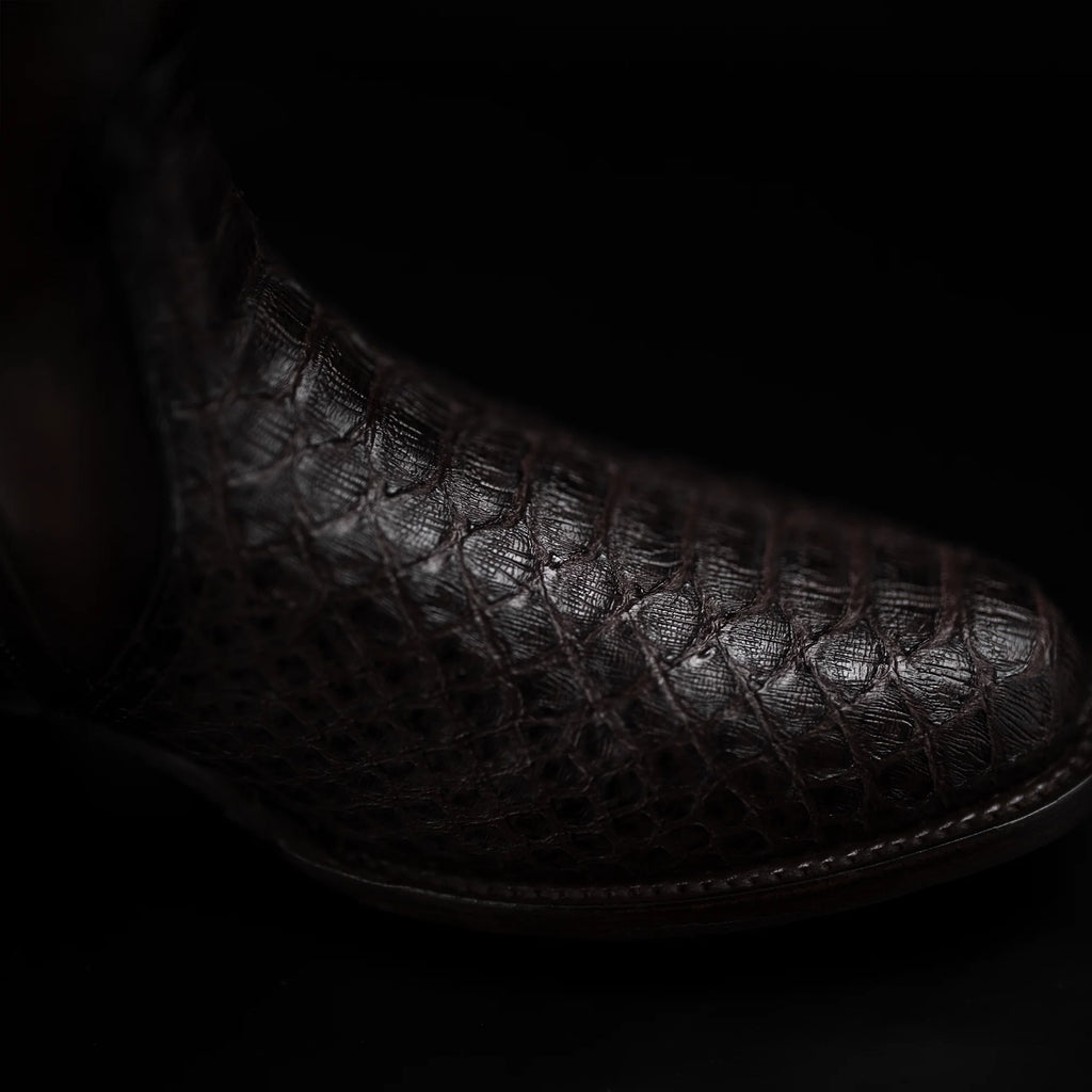 Rodeo Cartie Men's Gala Python Oval Toe Roper Boots with Zipper – Brown