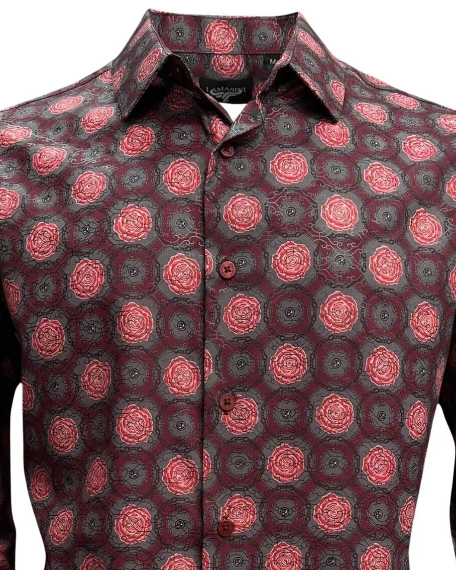 Lamasini - Stretch Fit Shirt Burgundy 2044 LAM-3855