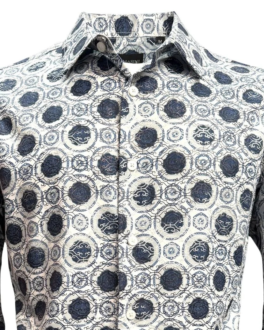 Lamasini - Rosette Print Shirt White Lamasini 2044 LAM-3856