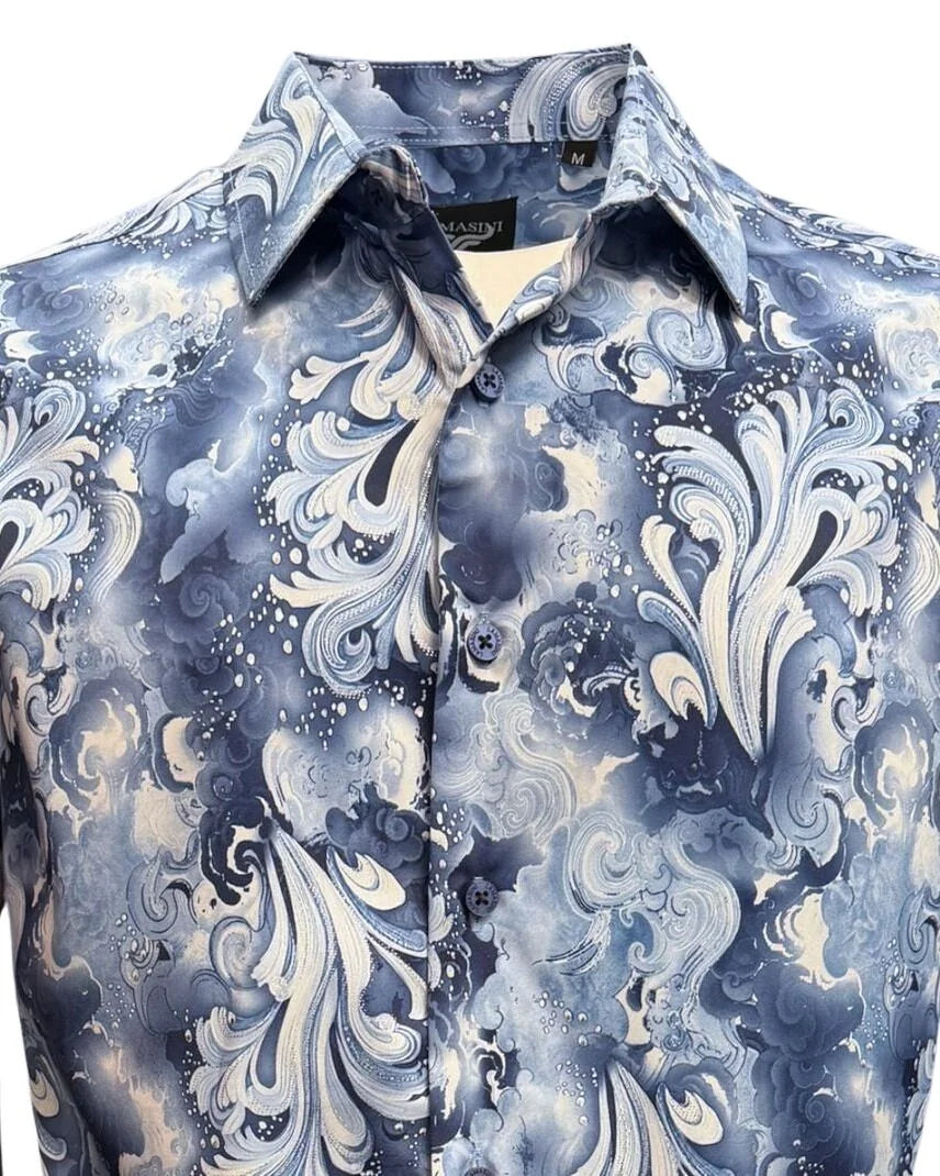 Lamasini - Abstract Print Shirt Blue 2046 LAM-3862