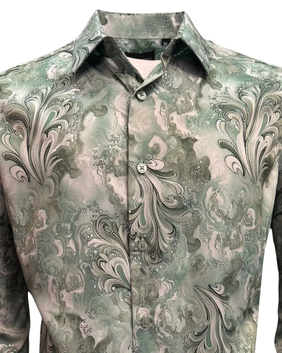 Lamasini - Watercolor Print Shirt Green 2046 LAM-3861