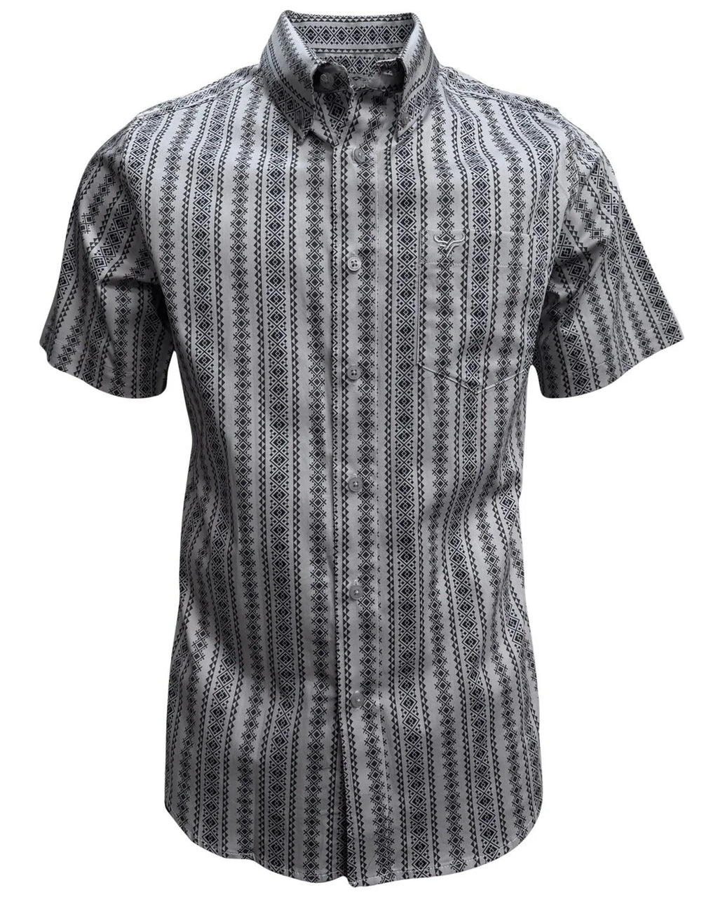 Lamasini - Geometric Print Shirt Grey Lamasini 2048 LAM-3948