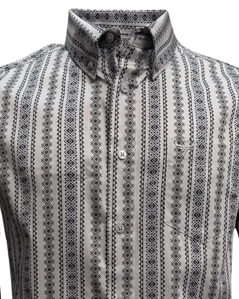 Lamasini - Geometric Print Shirt Grey Lamasini 2048 LAM-3948