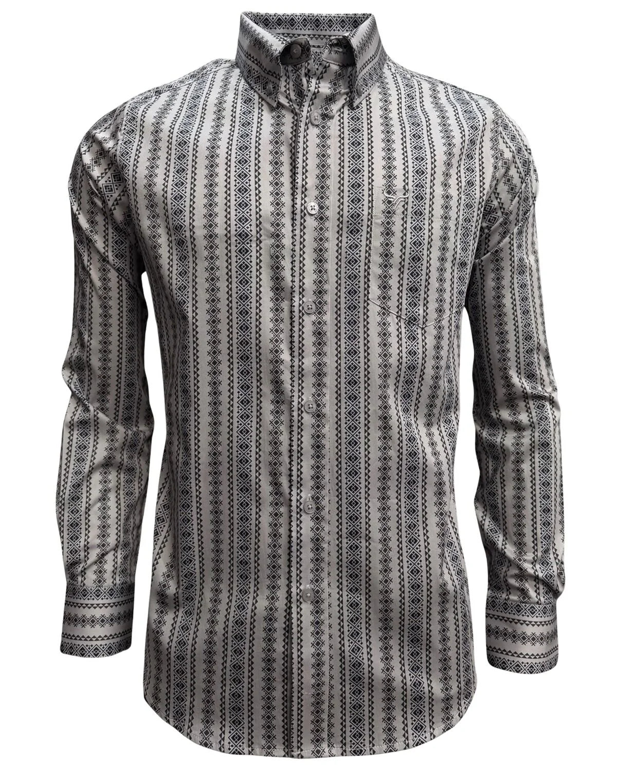 Lamasini - Geometric Print Shirt Grey Lamasini 2048 LAM-3948