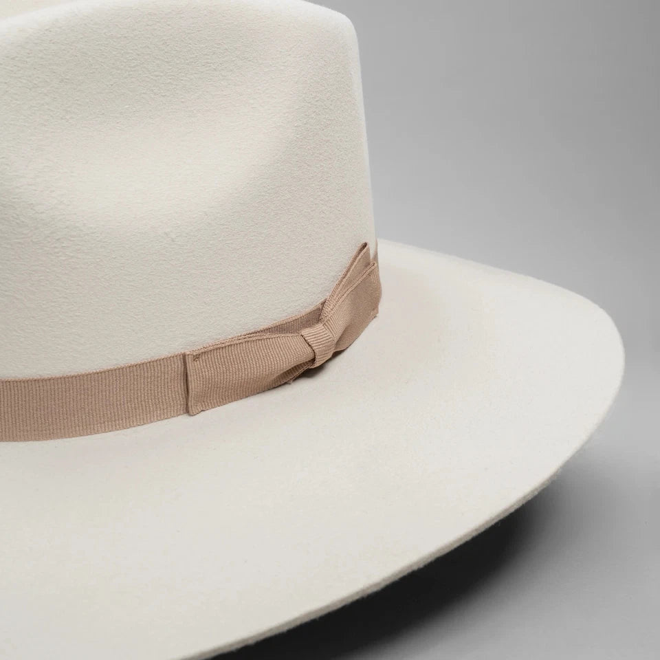 Fedora 50X Indiana Style (50% Wool 50% Buffalo Fur) Fur Felt Hat - Bone - OriginalWestern.com