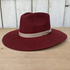 Fedora 50X Indiana Style (50% Wool 50% Buffalo Fur) Fur Felt Hat - Burgundy - OriginalWestern.com