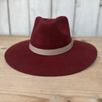 Fedora 50X Indiana Style (50% Wool 50% Buffalo Fur) Fur Felt Hat - Burgundy - OriginalWestern.com
