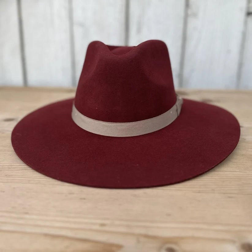 Fedora 50X Indiana Style (50% Wool 50% Buffalo Fur) Fur Felt Hat - Burgundy - OriginalWestern.com