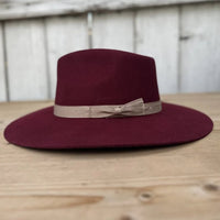 Fedora 50X Indiana Style (50% Wool 50% Buffalo Fur) Fur Felt Hat - Burgundy - OriginalWestern.com