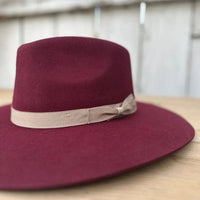 Fedora 50X Indiana Style (50% Wool 50% Buffalo Fur) Fur Felt Hat - Burgundy - OriginalWestern.com