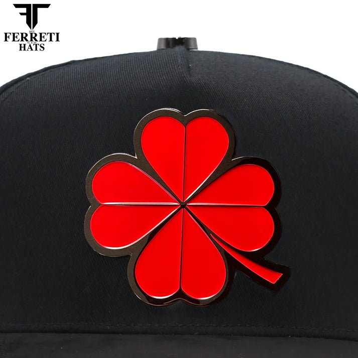 FERRETI HATS PREMIUM FT116 The Lucky Red Baseball Cap For Men - Black - OriginalWestern.com