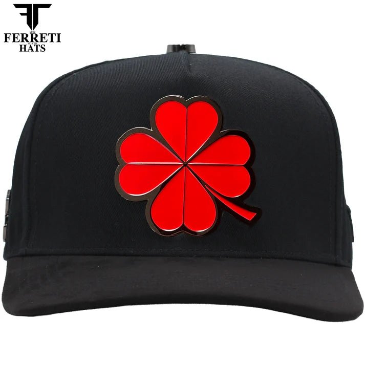 FERRETI HATS PREMIUM FT116 The Lucky Red Baseball Cap For Men - Black - OriginalWestern.com