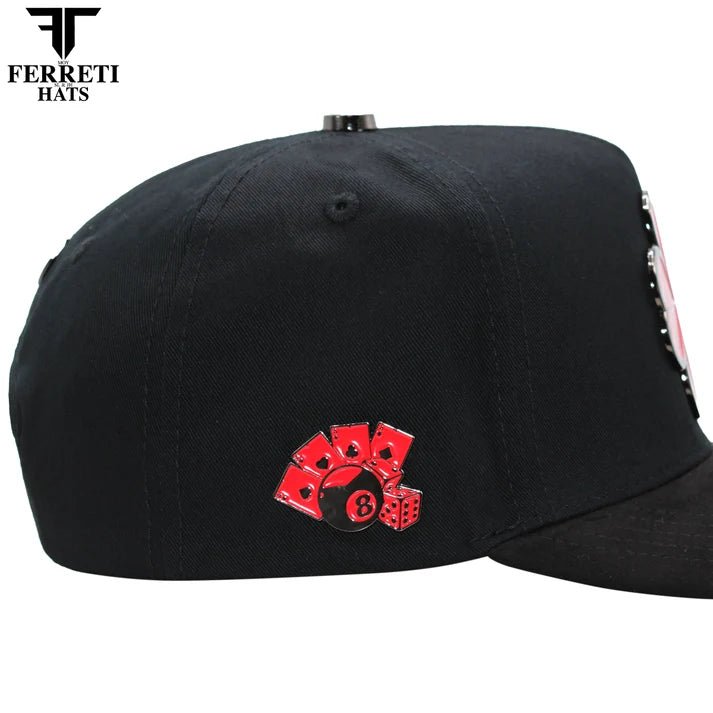 FERRETI HATS PREMIUM FT116 The Lucky Red Baseball Cap For Men - Black - OriginalWestern.com