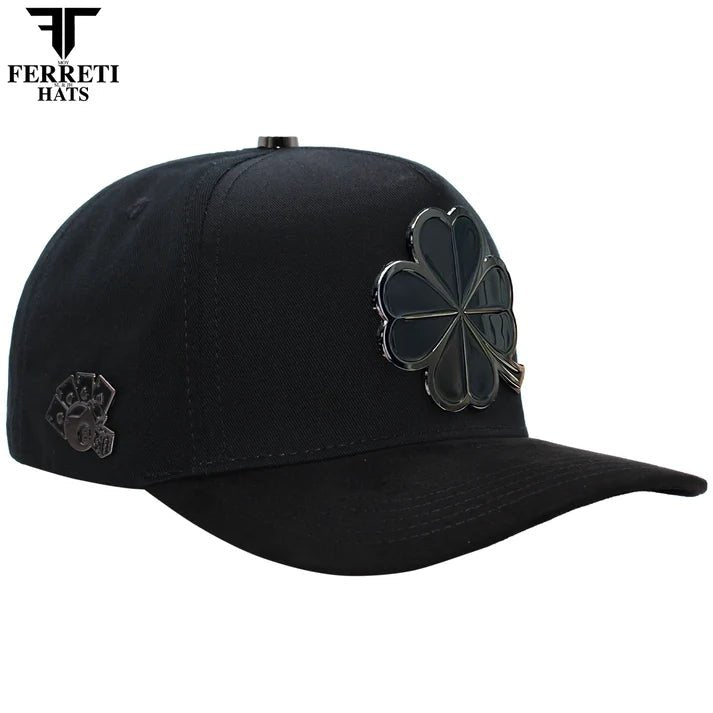 FERRETI HATS PREMIUM FT116BB The Lucky Black on Black Baseball Cap For Men - OriginalWestern.com