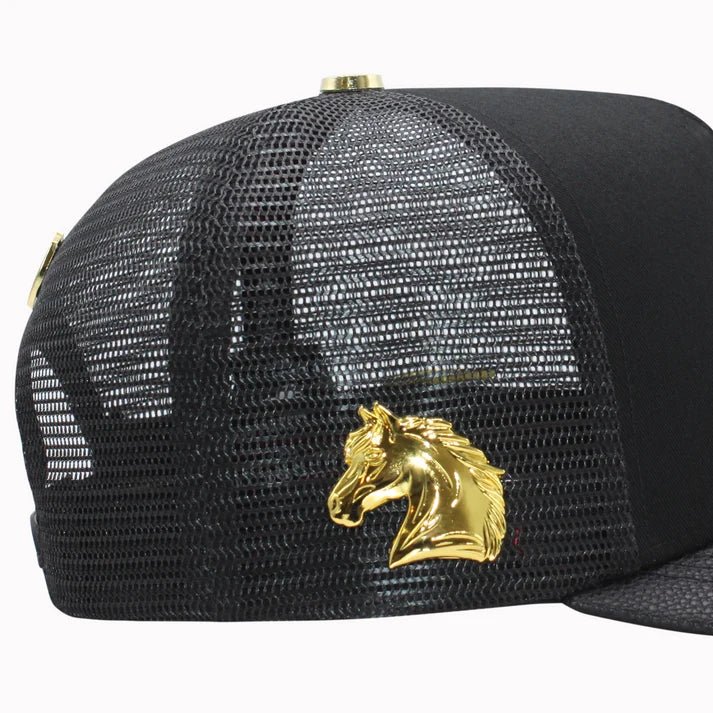 FERRETI HATS PREMIUM FT144M The Horse Mesh Baseball Cap For Men - Black - OriginalWestern.com